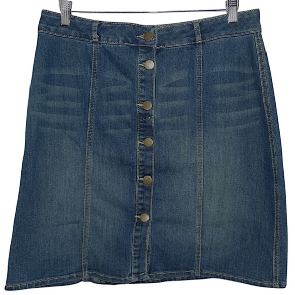 Cato Dresses & Skirts - NWT Y2K Retro Blue Denim Jean Mini Skirt NWT Button Front Casual Western Size 10